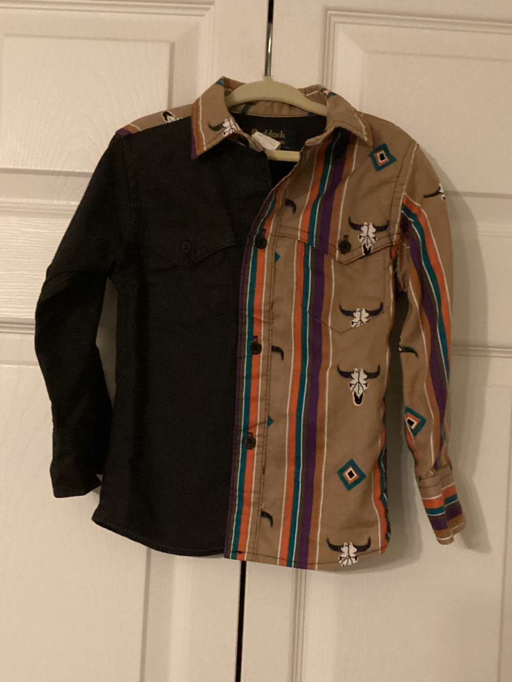 Ruddock Bros.   Black and Tan Western Stripe Button-Down Shirt Size 2T EUC